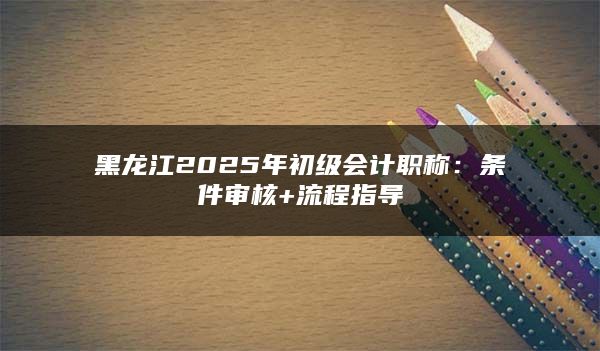 黑龙江2025年初级会计职称：条件审核+流程指导